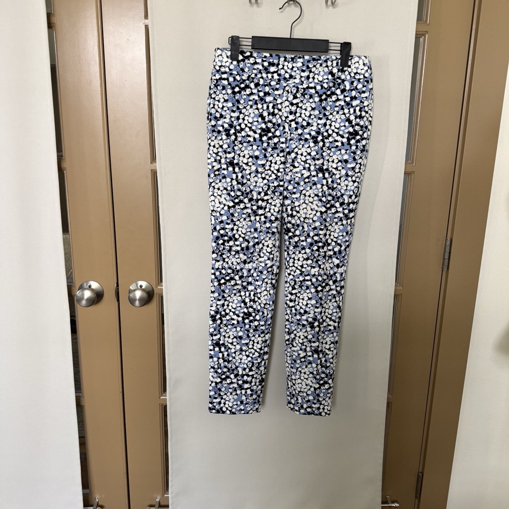 Talbots Womens 4 Blue White Chatham Ankle Pants Chino Casual Side Zip